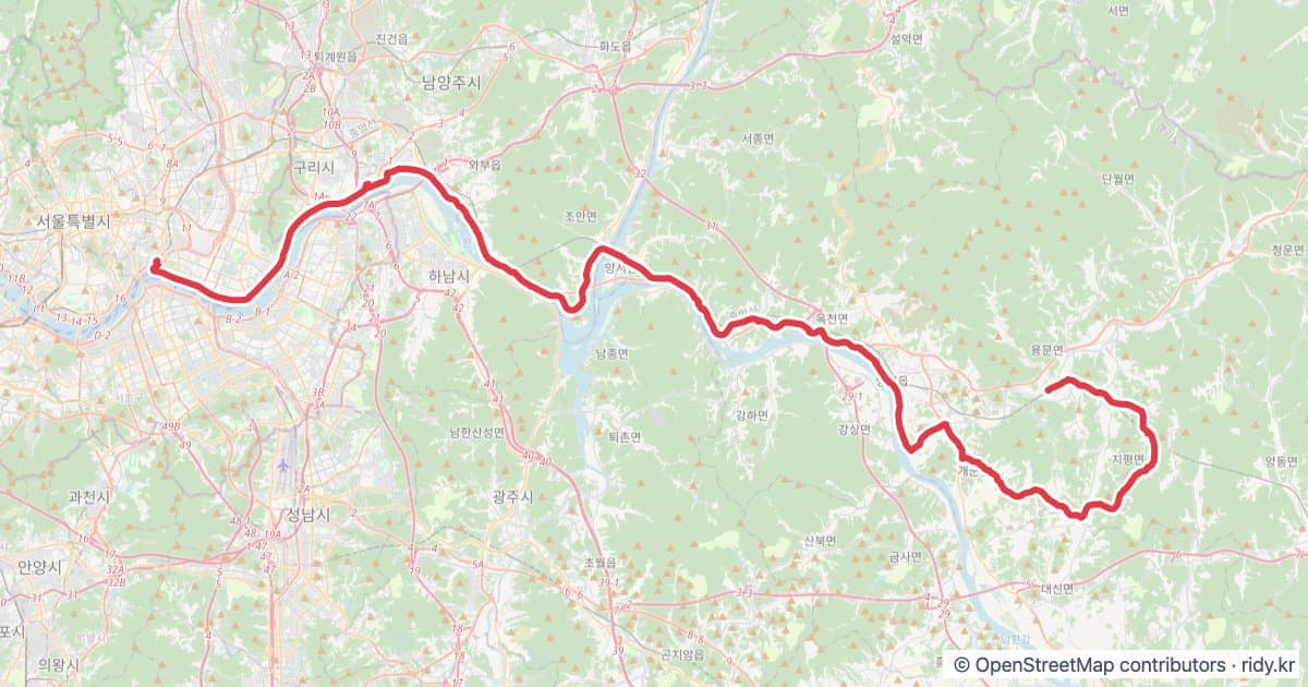 석불역 라이딩 자전거 코스 지도 미리보기 - 89.9km, 상승고도 1,121m