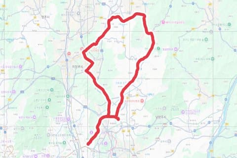 ㅇㅇㅇㅇ 자전거 코스 지도 미리보기 - 65.2km, 상승고도 1,230m