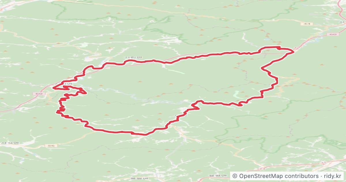 상남면-조치령-구룡령-방내천 - 상남면 자전거 코스 지도 미리보기 - 122.3km, 상승고도 3,055m