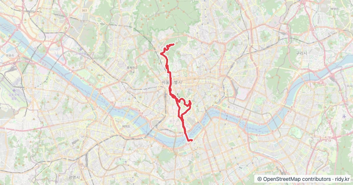 서울 반포GS-남북 코스 자전거 코스 지도 미리보기 - 30.7km, 상승고도 784m
