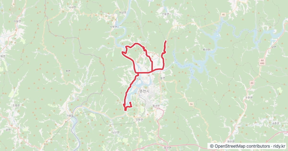 2026 비앙키그란폰도춘천 메디오폰도 81.7km 자전거 코스 지도 미리보기 - 81.7km, 상승고도 1,192m