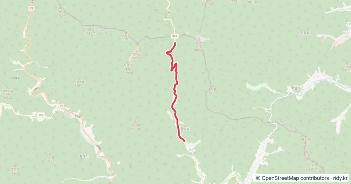 [PR 포인트] 화악산 화악터널 업힐 GPX 자전거 코스 지도 미리보기 - 6.9km, 상승고도 614m