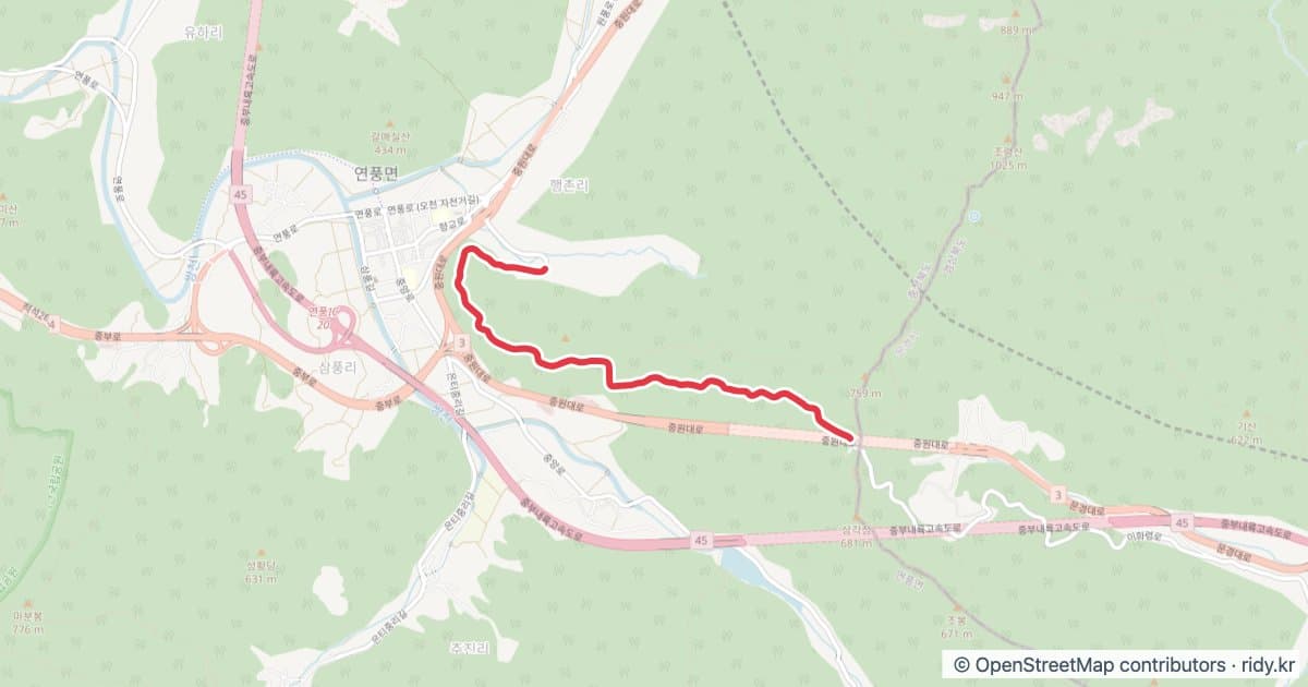 [PR 포인트] 이화령 업힐 GPX 자전거 코스 지도 미리보기 - 4.3km, 상승고도 267m