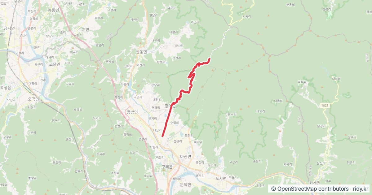 [PR 포인트] 성삼재 업힐 GPX 자전거 코스 지도 미리보기 - 13.9km, 상승고도 1,510m