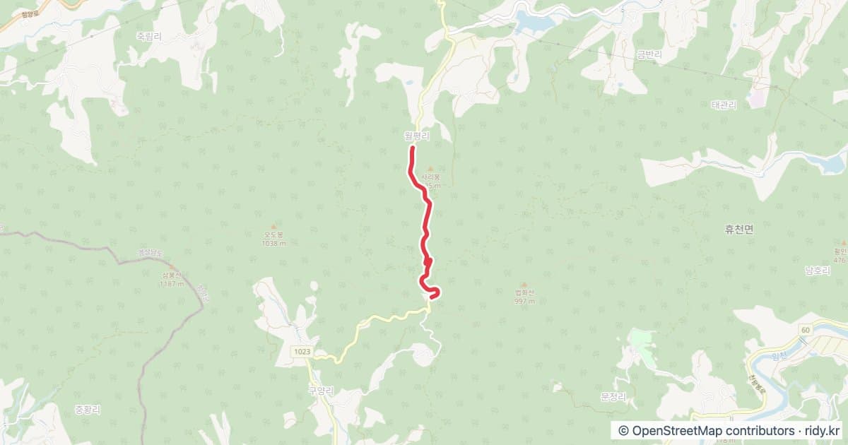 [PR 포인트] 오도재 업힐 GPX 자전거 코스 지도 미리보기 - 2.1km, 상승고도 278m