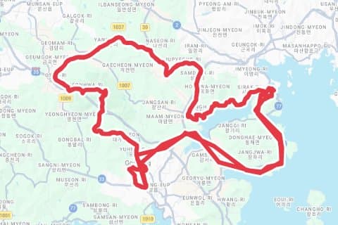 2023 공룡나라 그란폰도 자전거 코스 지도 미리보기 - 118.6km, 상승고도 1,984m