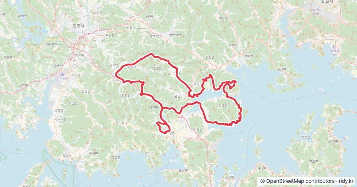 2026 공룡나라그란폰도 B코스 (KOM 시상 불가) 자전거 코스 지도 미리보기 - 118.0km, 상승고도 1,225m