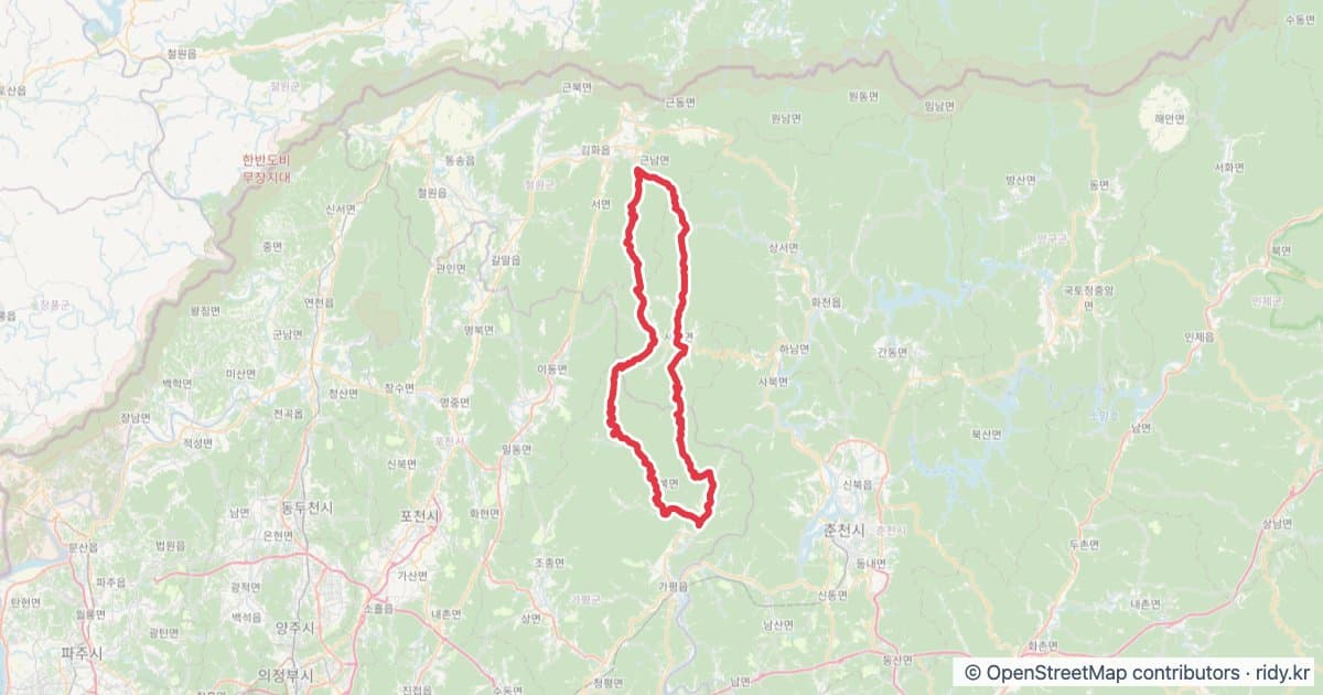 2026 가평자라섬그란폰도 자전거 코스 지도 미리보기 - 108.3km, 상승고도 2,217m