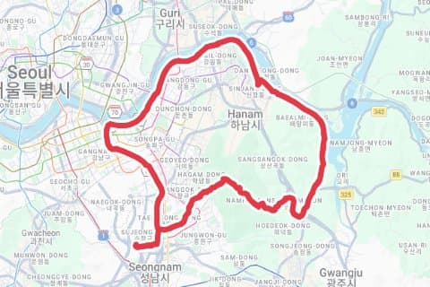 멧돼지 자전거 코스 지도 미리보기 - 73.6km, 상승고도 556m