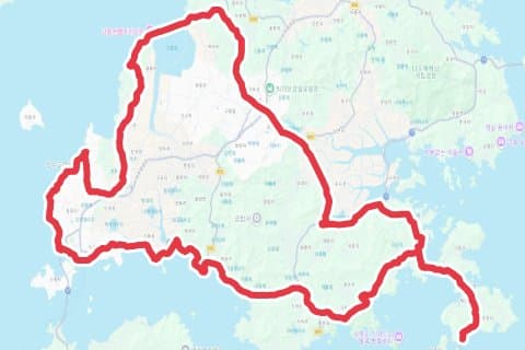 고흥1일차(mango) 자전거 코스 지도 미리보기 - 114.6km, 상승고도 848m