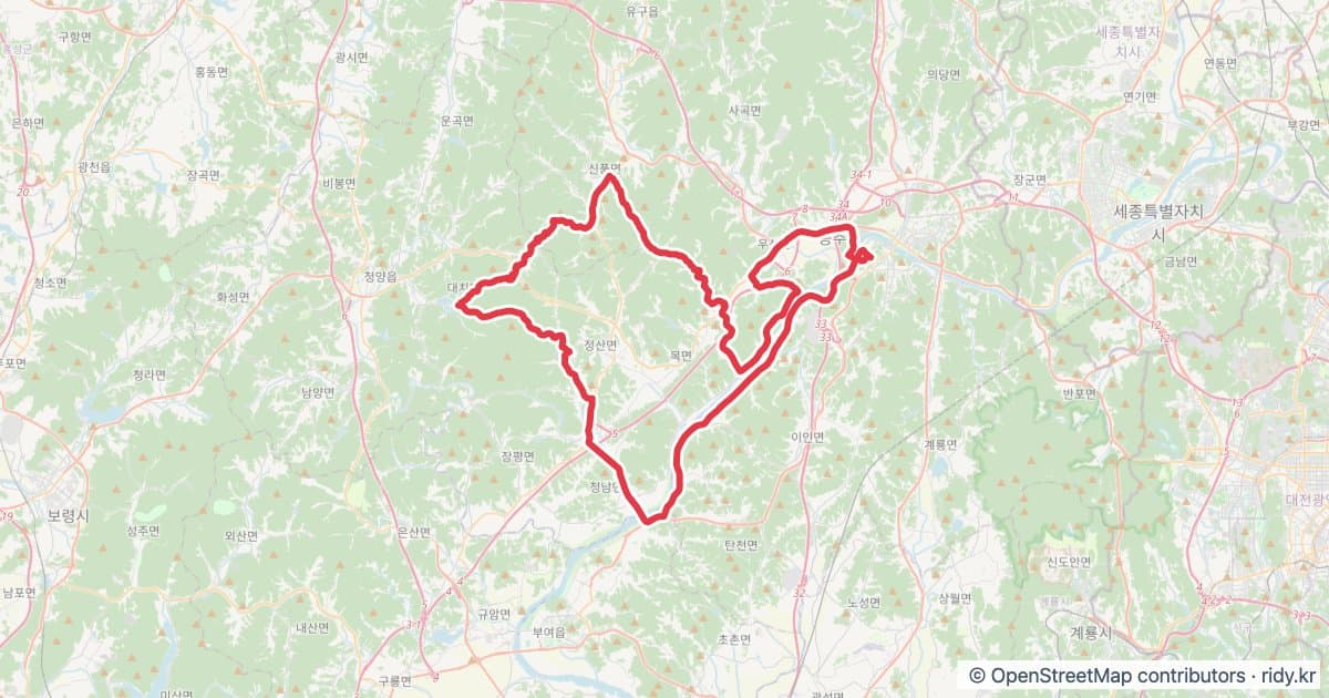 2025_빙그레_메디오폰도 자전거 코스 지도 미리보기 - 91.5km, 상승고도 937m