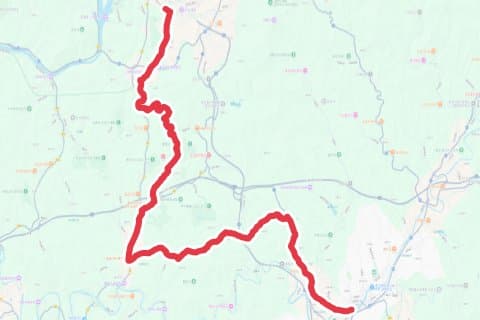 홍천-춘천 자전거 코스 지도 미리보기 - 44.9km, 상승고도 858m