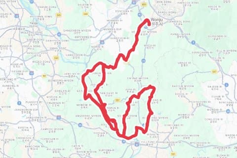 원주-그란폰도 자전거 코스 지도 미리보기 - 125.1km, 상승고도 1,282m