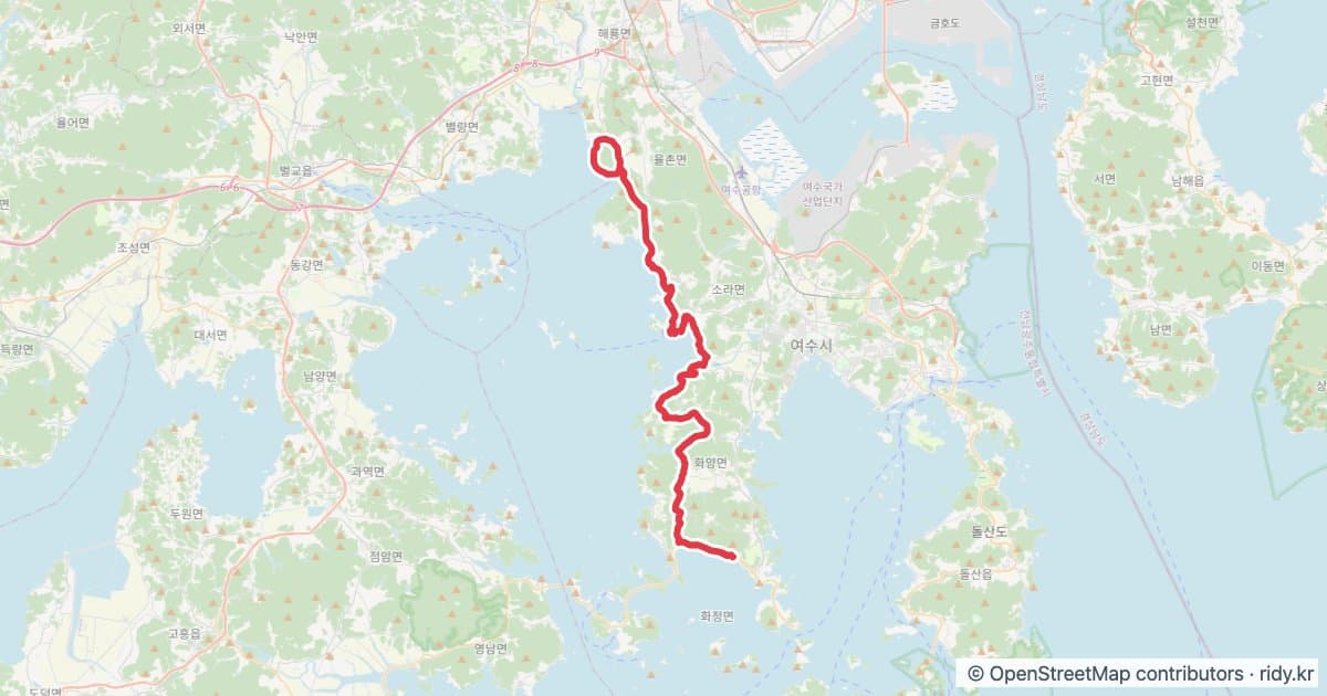 2026 여수 여자만 무탄소 대행진 자전거 코스 지도 미리보기 - 79.6km, 상승고도 769m