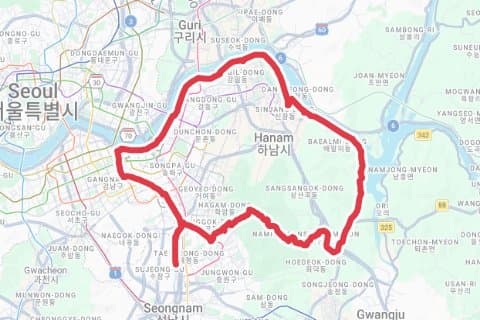 멧돼지-역방향-태음 자전거 코스 지도 미리보기 - 69.0km, 상승고도 545m