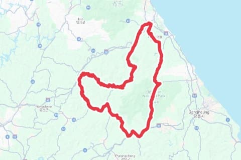 상남-운두령-진고개-부연동-구룡령 자전거 코스 지도 미리보기 - 208.6km, 상승고도 3,184m