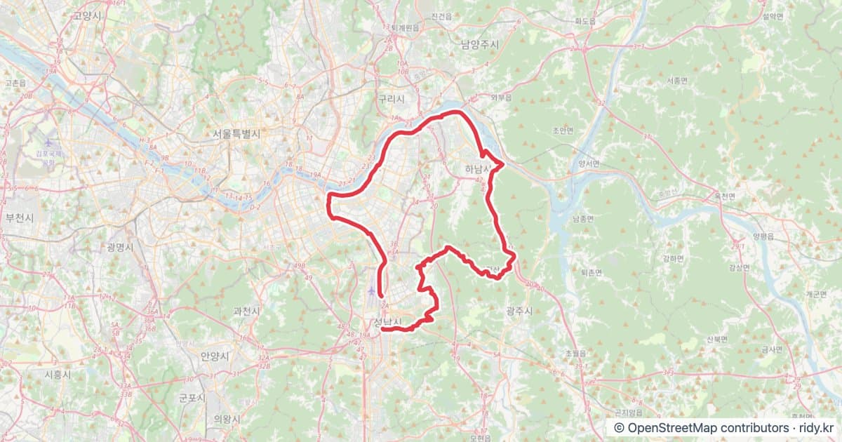 엉짤멧 이디야 자전거 코스 지도 미리보기 - 68.7km, 상승고도 563m