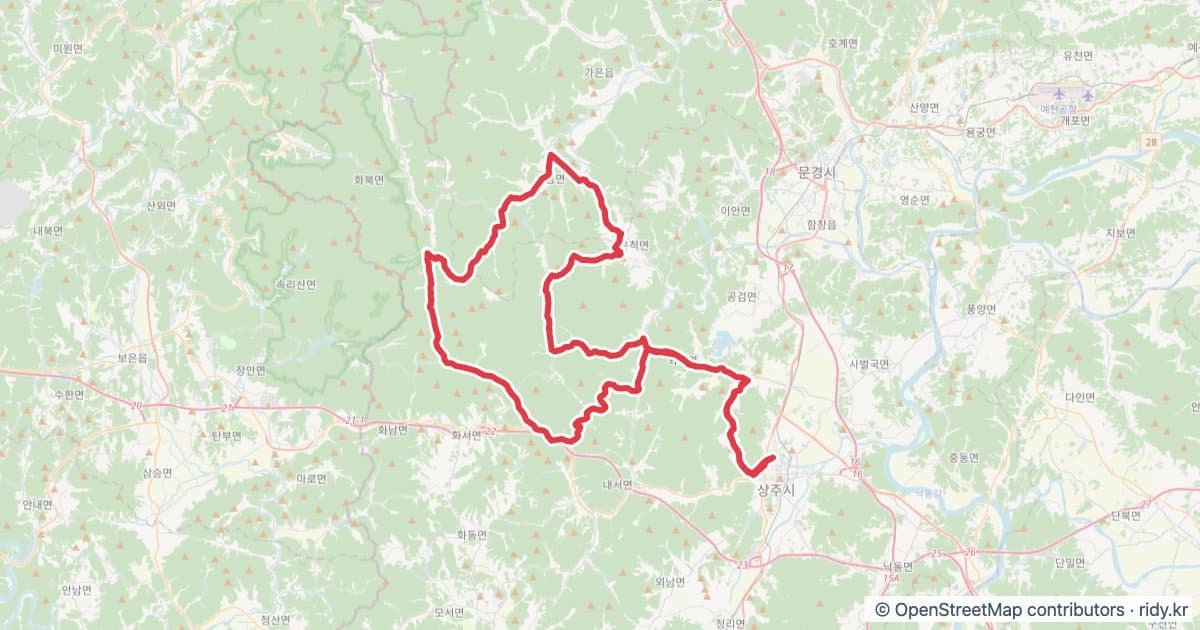 2026 상주그란폰도 자전거 코스 지도 미리보기 - 101.4km, 상승고도 1,357m