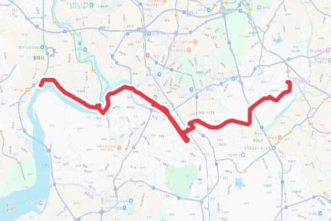 평택-안성팜랜드 자전거 코스 지도 미리보기 - 54.5km, 상승고도 188m