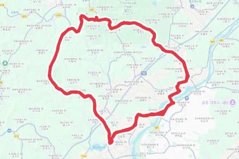2025 부여 굿뜨래 메디오폰도 자전거 코스 지도 미리보기 - 54.8km, 상승고도 450m