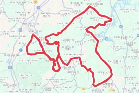 2025 정읍 내장산 그란폰도 자전거 코스 지도 미리보기 - 139.2km, 상승고도 1,686m