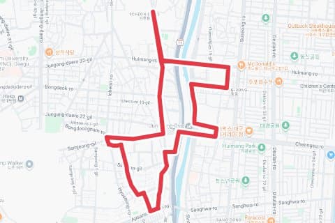 강아지런 자전거 코스 지도 미리보기 - 6.5km, 상승고도 7m