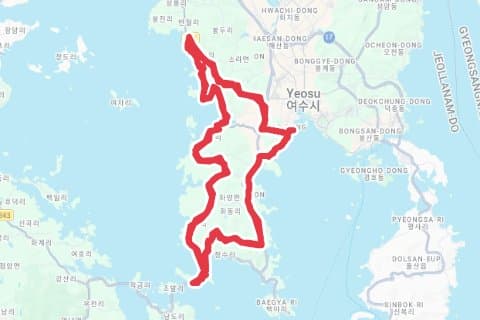 2023 섬섬여수 메디오폰도 자전거 코스 지도 미리보기 - 69.5km, 상승고도 744m