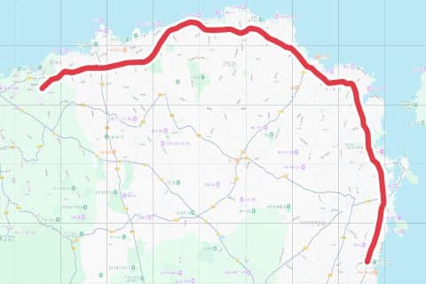 제주시 일주동로 자전거 코스 지도 미리보기 - 87.4km, 상승고도 180m