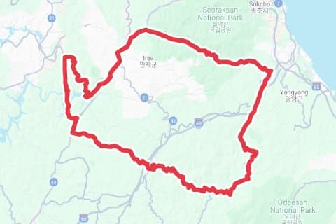 인제_돈데크만(인제한바퀴) 자전거 코스 지도 미리보기 - 201.3km, 상승고도 3,122m