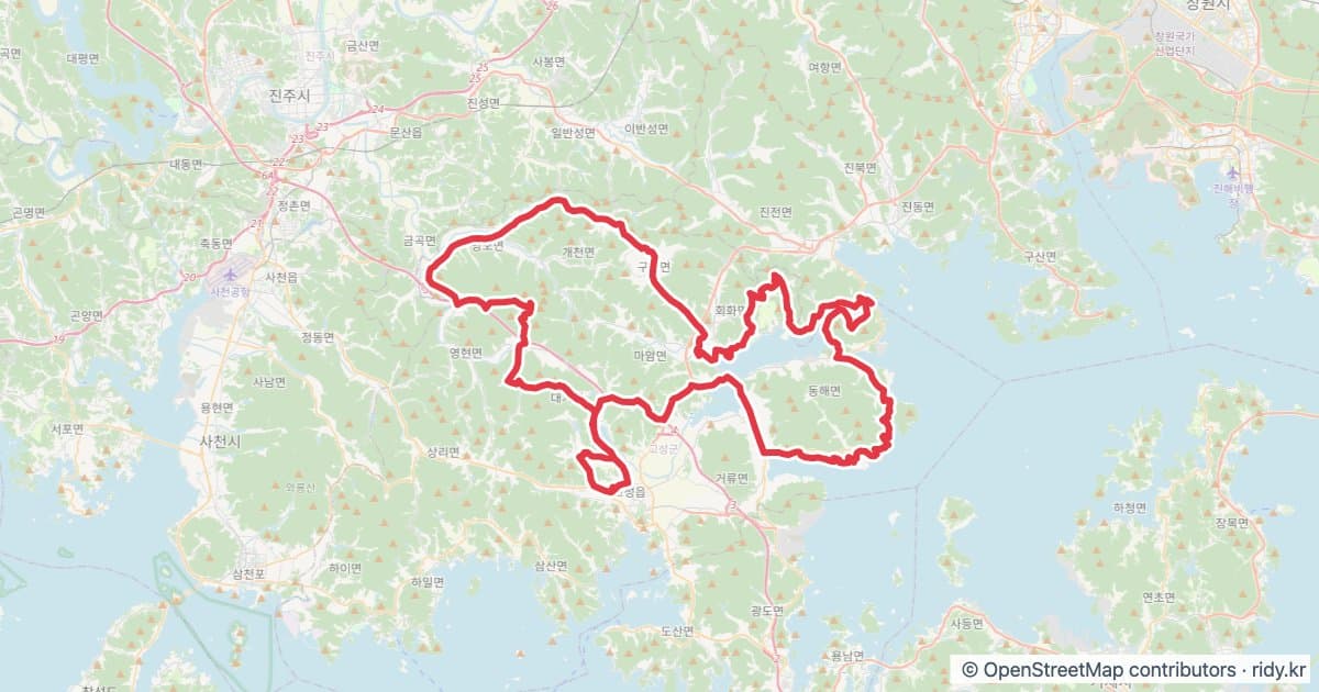 2026 공룡나라그란폰도 A코스 (KOM 시상 가능) 자전거 코스 지도 미리보기 - 120.2km, 상승고도 1,311m