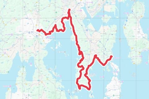 남해안 #1 여수 엑스포공원 ~ 보성 벌교역 자전거 코스 지도 미리보기 - 117.3km, 상승고도 1,200m