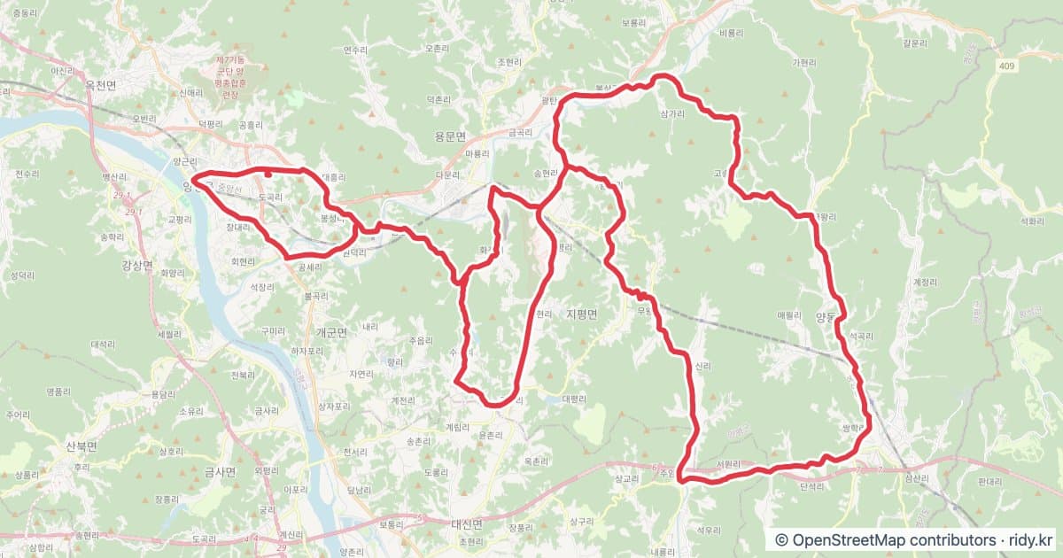 2026 양평 그란폰도 자전거 코스 지도 미리보기 - 93.9km, 상승고도 1,160m