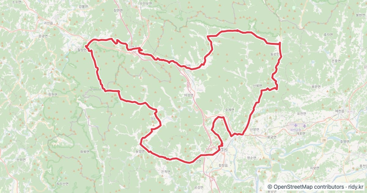 2026 문경새재그란폰도 자전거 코스 지도 미리보기 - 152.5km, 상승고도 1,995m