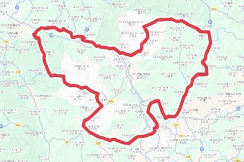 2025 문경새재 그란폰도 자전거 코스 지도 미리보기 - 153.2km, 상승고도 1,717m
