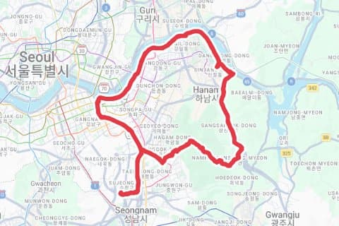 엉짤멧 자전거 코스 지도 미리보기 - 70.4km, 상승고도 507m
