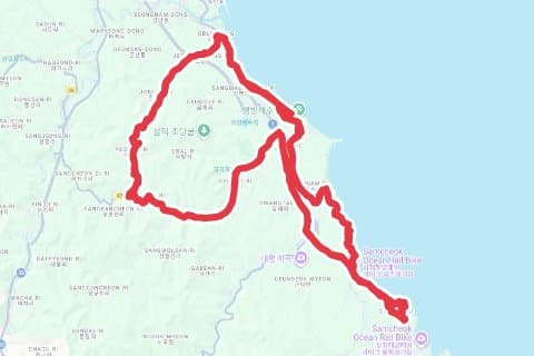2026 삼척 메디오폰도 자전거 코스 지도 미리보기 - 59.1km, 상승고도 650m