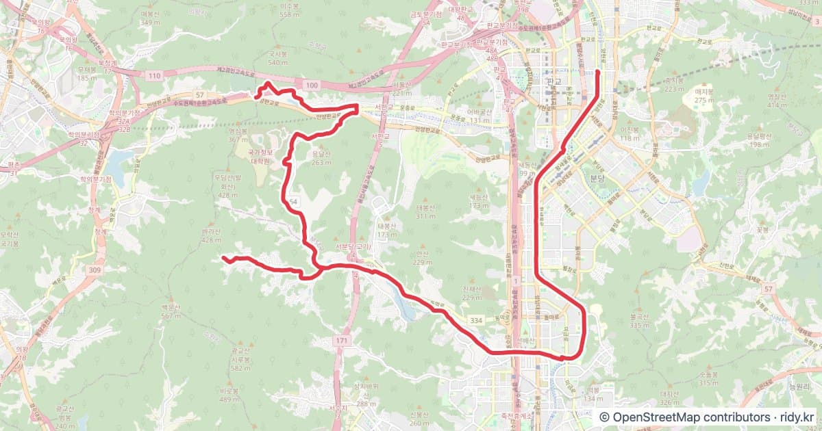 낙여하(대왕골경유) 자전거 코스 지도 미리보기 - 27.2km, 상승고도 387m