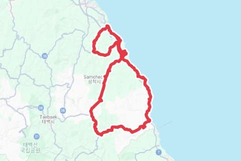 2026 삼척 그란폰도 자전거 코스 지도 미리보기 - 130.6km, 상승고도 1,496m