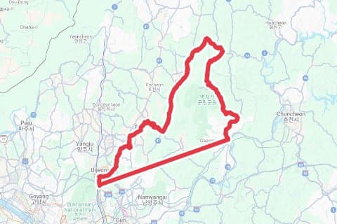 장암-수원산-광덕고개-도마치-가평역 자전거 코스 지도 미리보기 - 130.8km, 상승고도 1,767m