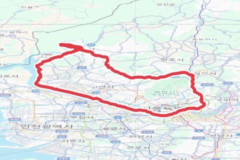 파주순환 자전거 코스 지도 미리보기 - 147.5km, 상승고도 1,498m