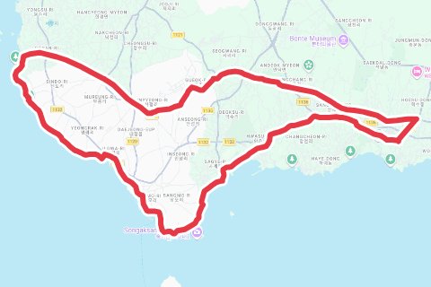 서쪽 65 자전거 코스 지도