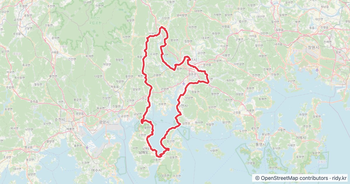 PT-09 진주 해안코스 자전거 코스 지도