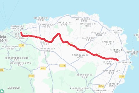 제주시 중산간동로 자전거 코스 지도