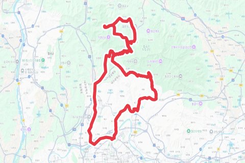 대구한티재모래재 자전거 코스 지도