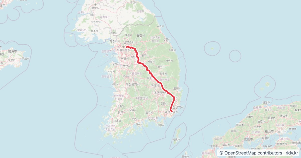 PT-117 서울-부산 자전거 코스 지도