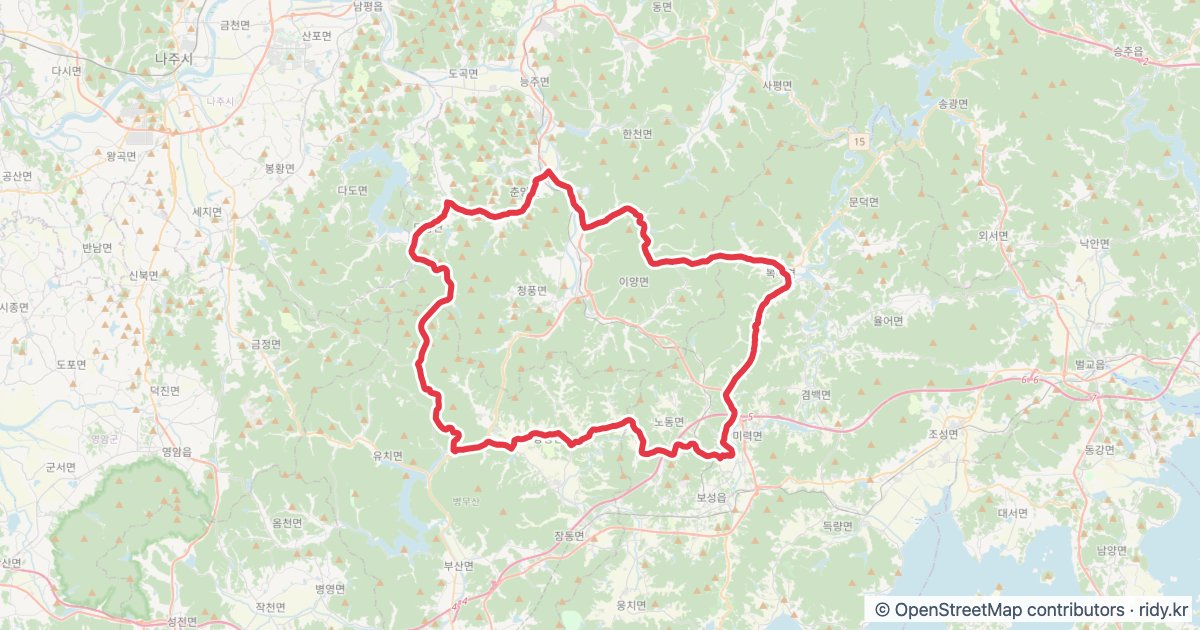 전남 라이딩 코스 · 2보성군 위쪽동네 자전거 코스 지도