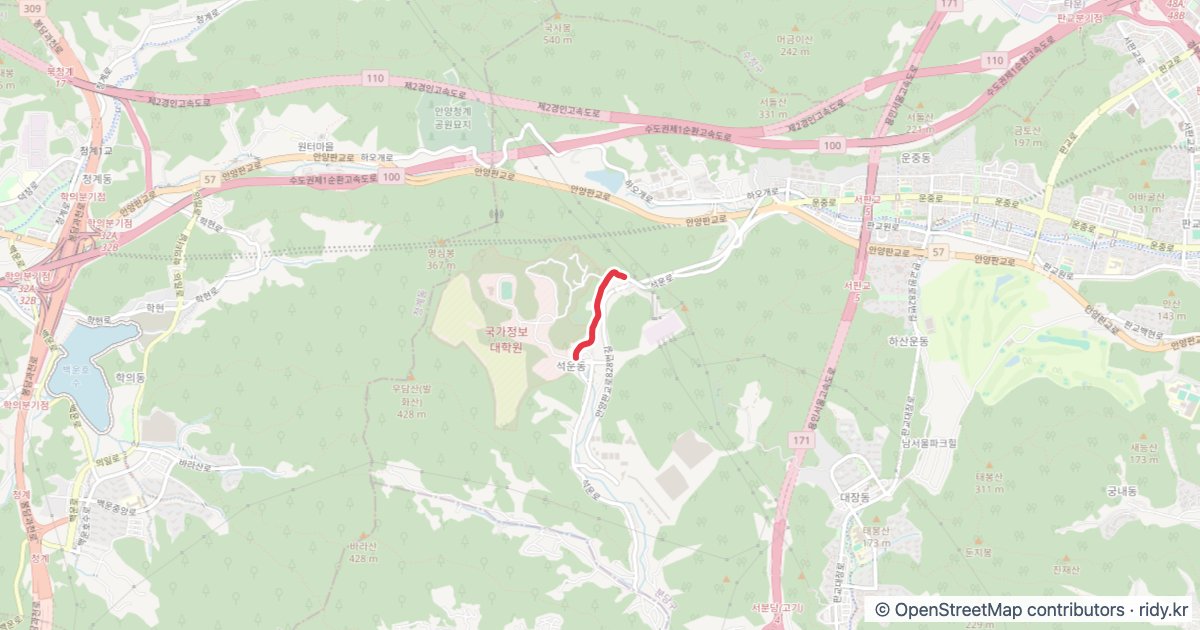 여우고개 업힐 GPX · 남측→정상 (Strava 구간) 지도 경로