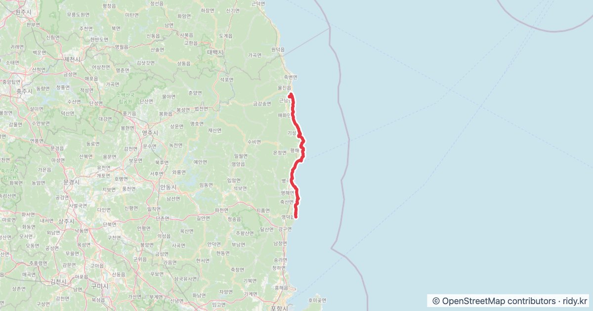 동해안자전거길 경북 구간 GPX (울진 은어다리~영덕 해맞이공원) 자전거 코스 지도