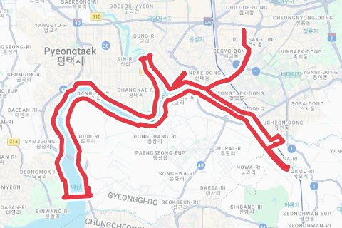 평택 평지 자전거 코스 지도