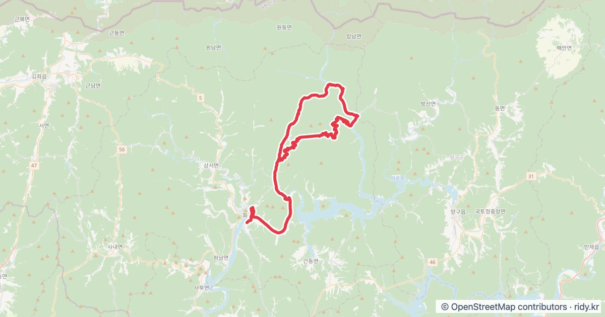 화천 DMZ 랠리 자전거 코스 지도